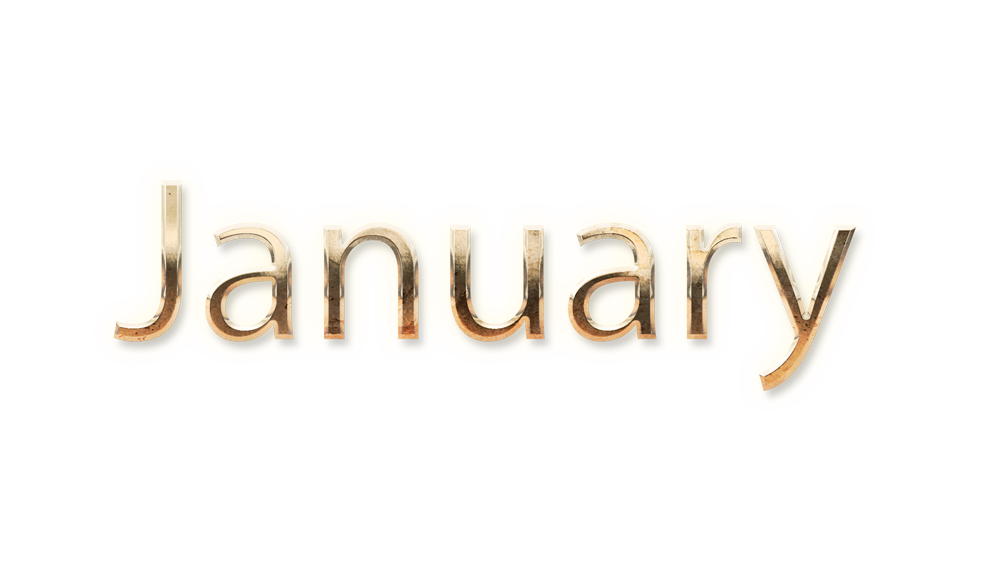 JANUARY month name word JANUARY gold text typography PNG images free